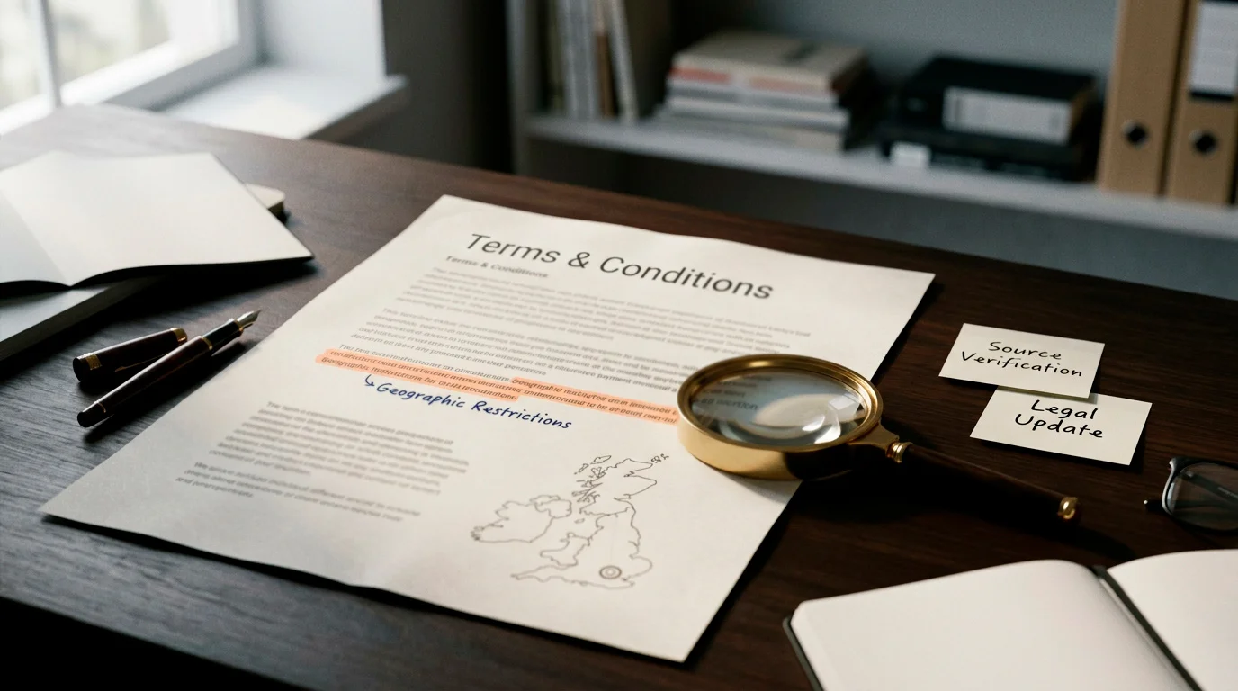 Terms document illustration with a neutral country restriction row